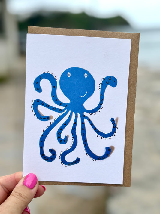 Smiley Blue Octopus Card