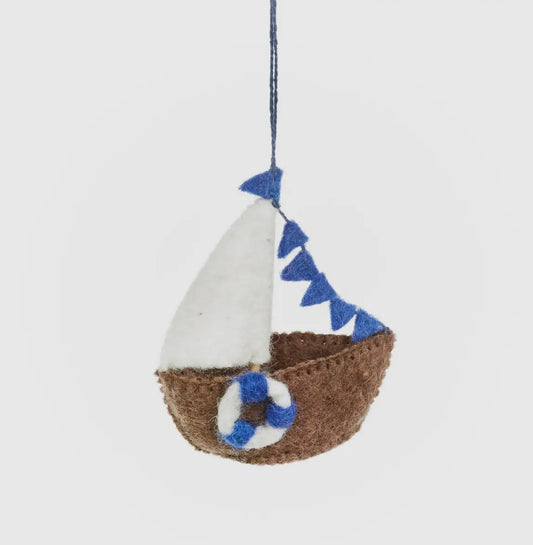 Seaside Sailboat Handmade Felt Hanging Decoration