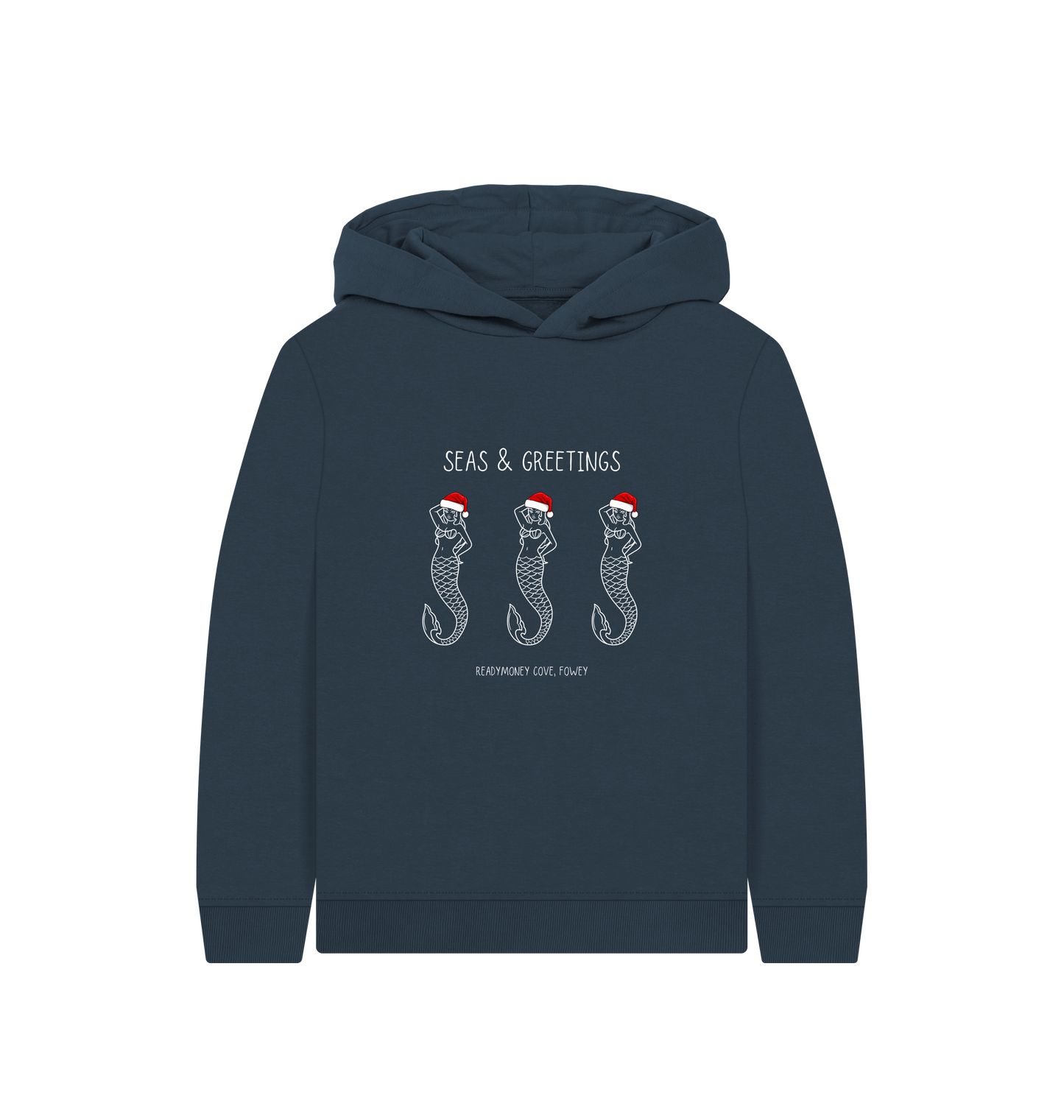 Navy Blue Printed Kids Hoodie Front