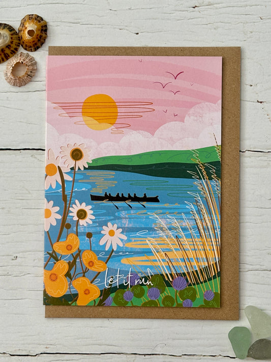 Let It Run Gig Rowing Greetings Card