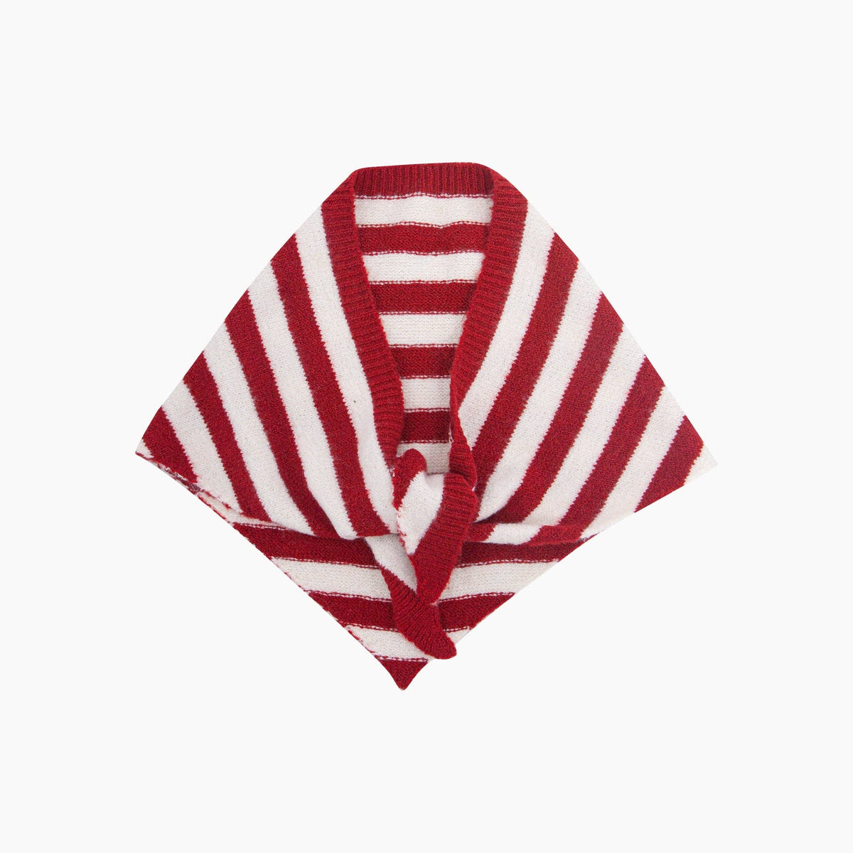 Striped Triangle Scarf in Red/Cream