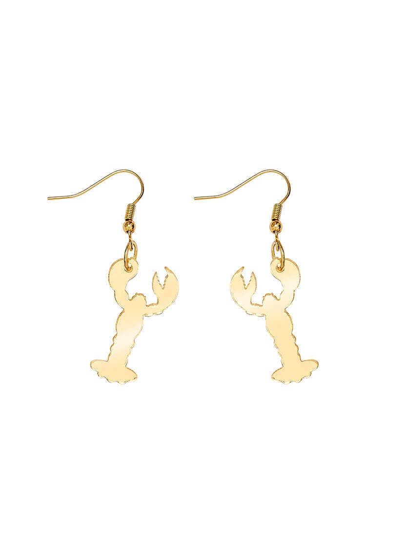 Gold Mirror Lobster Hook Earrings
