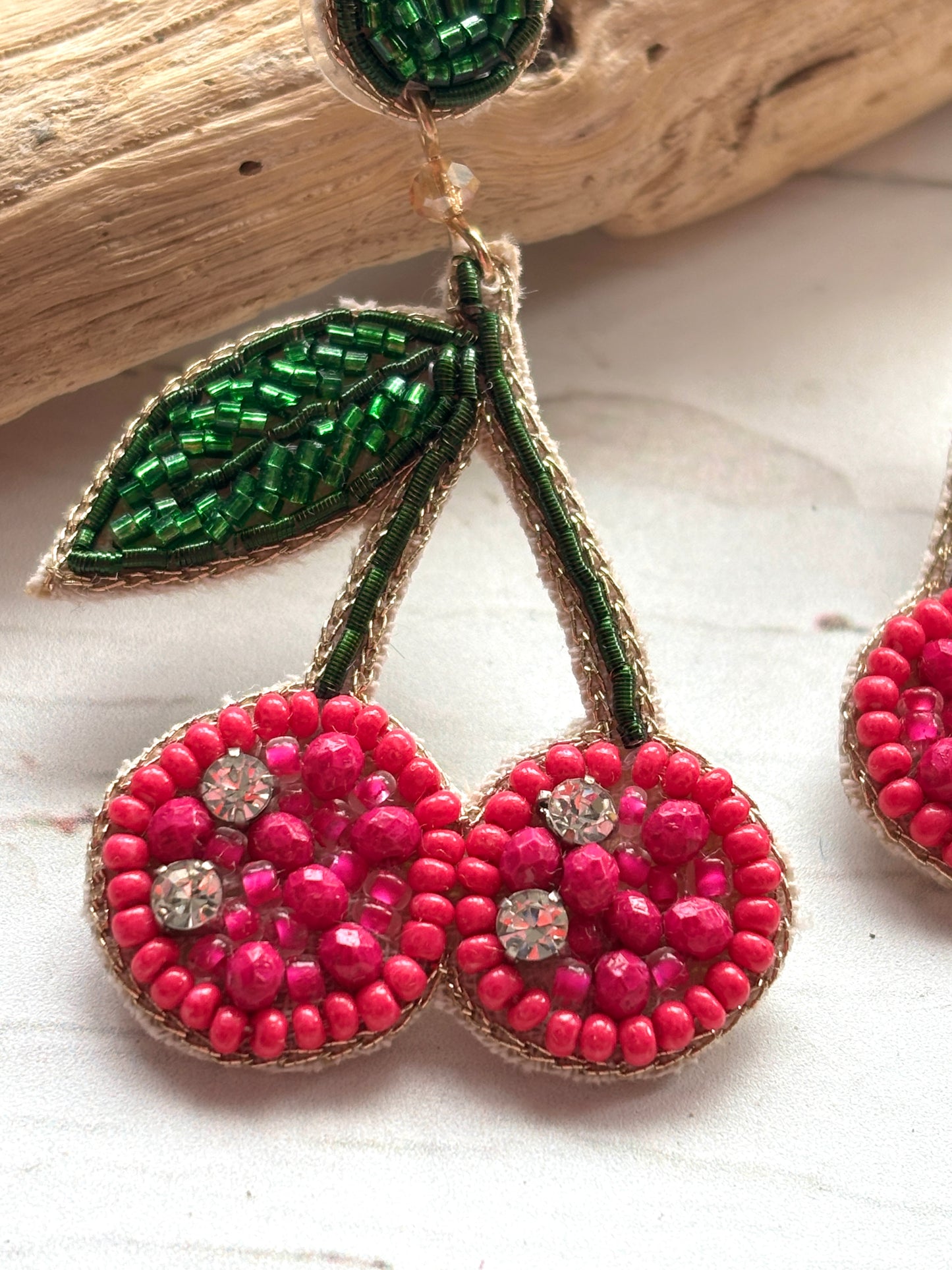 Juicy Cherry Handbeaded Statement Earrings