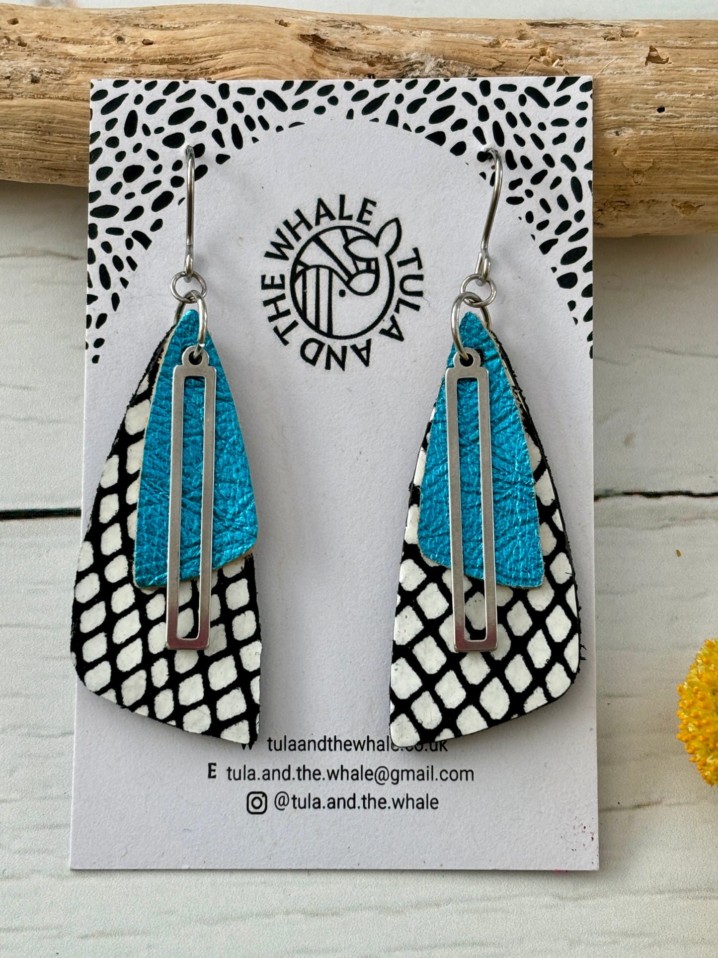 Moth Wings Leather Dangly Earrings