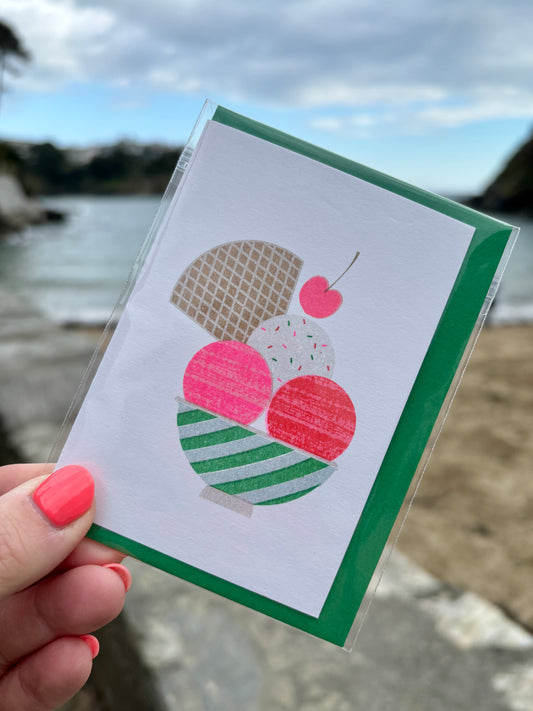 Ice Cream Sundae Mini Greetings Card