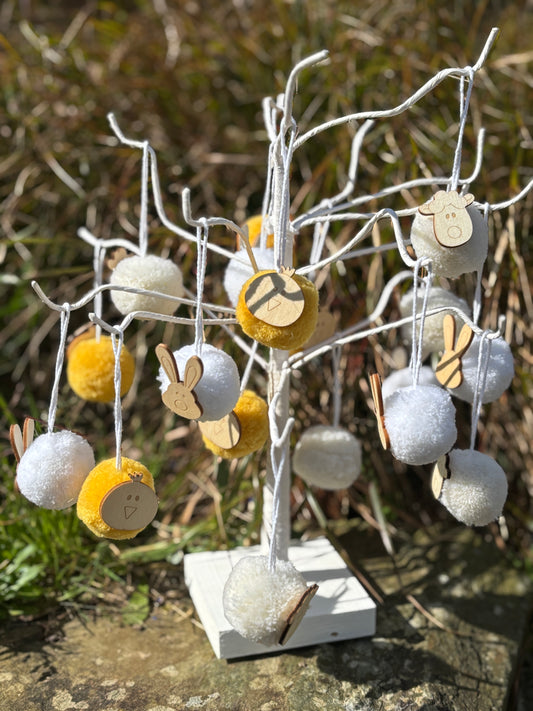 Easter Pom Pom Decorations: Chick, Bunny, Lamb