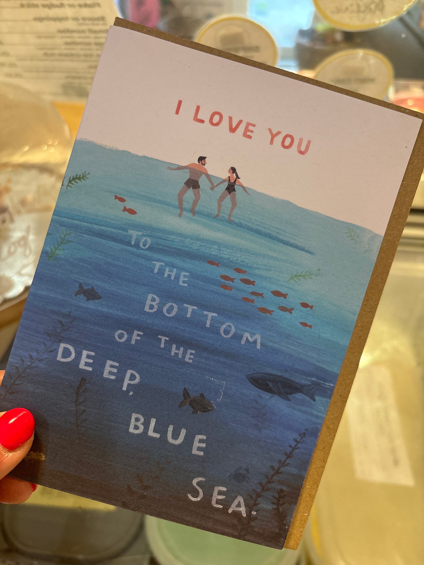 I Love You To The Bottom Of The Deep Blue Sea Greetings card