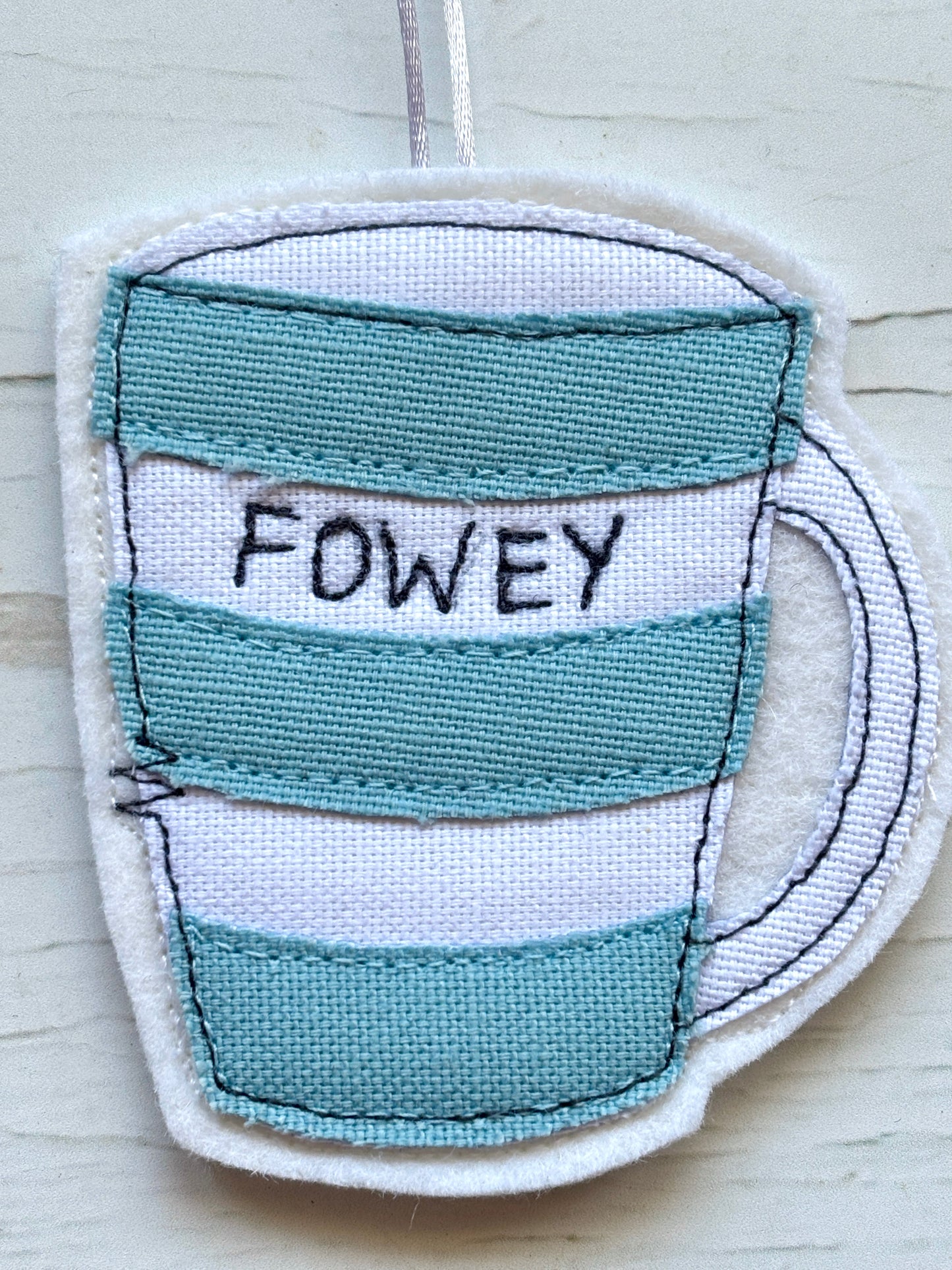 Fowey Stripy Mug Embroidered Fabric Decoration