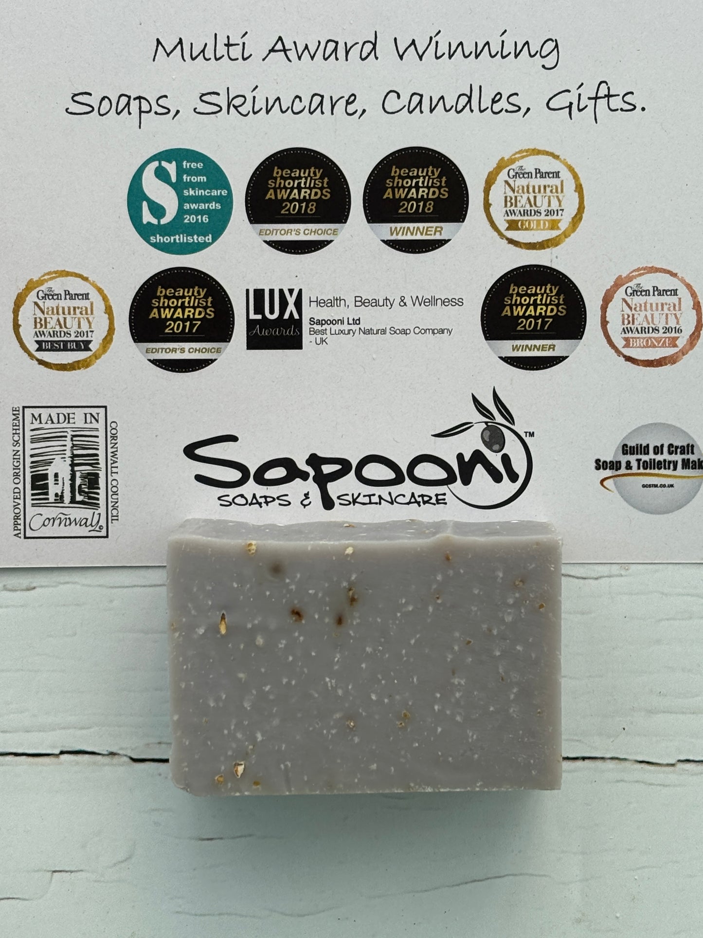 Locally Handmade Cornish Soap: Cornish Lavender, Honey & Oatmeal Soap 90g bar