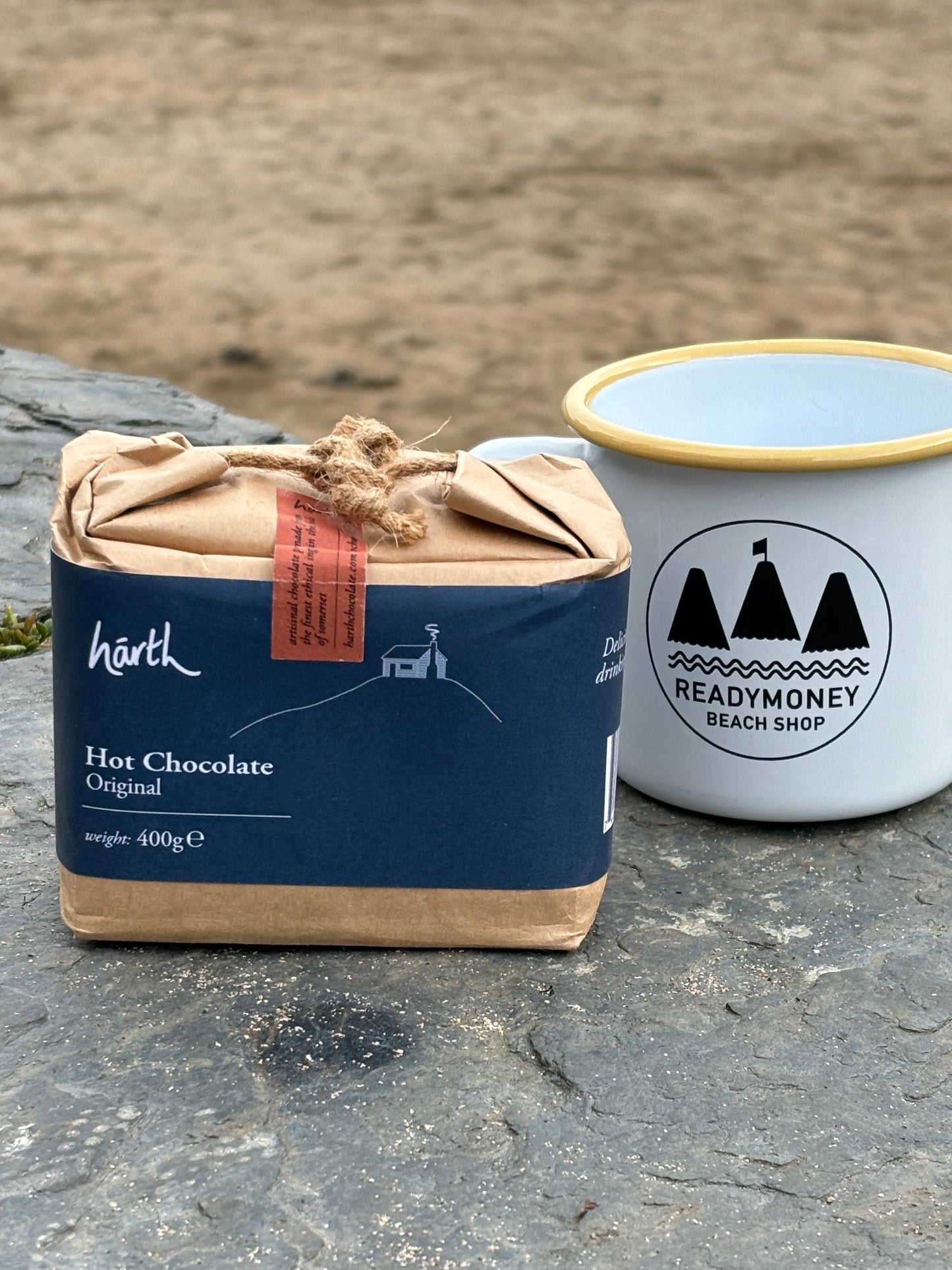 Harth hot chocolate with a Readymoney Cove enamel mug