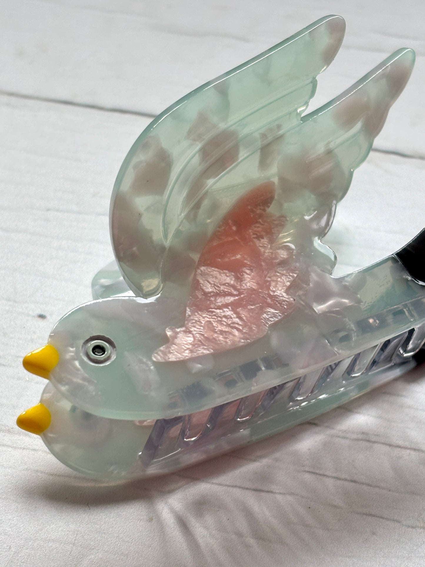 Blue & Pink Bird Hair Claw