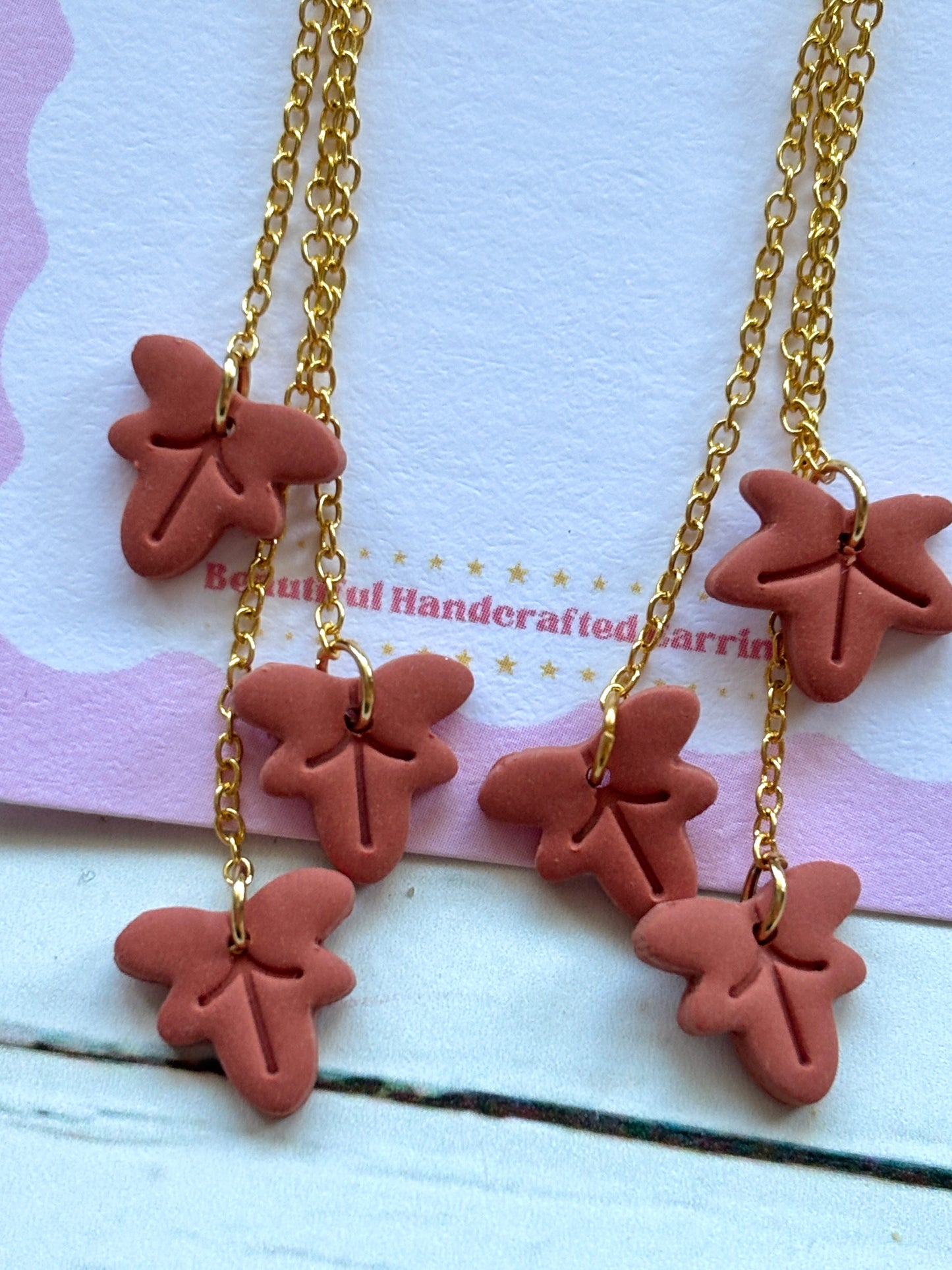 Autumn Leaf Drop Chain Earrings