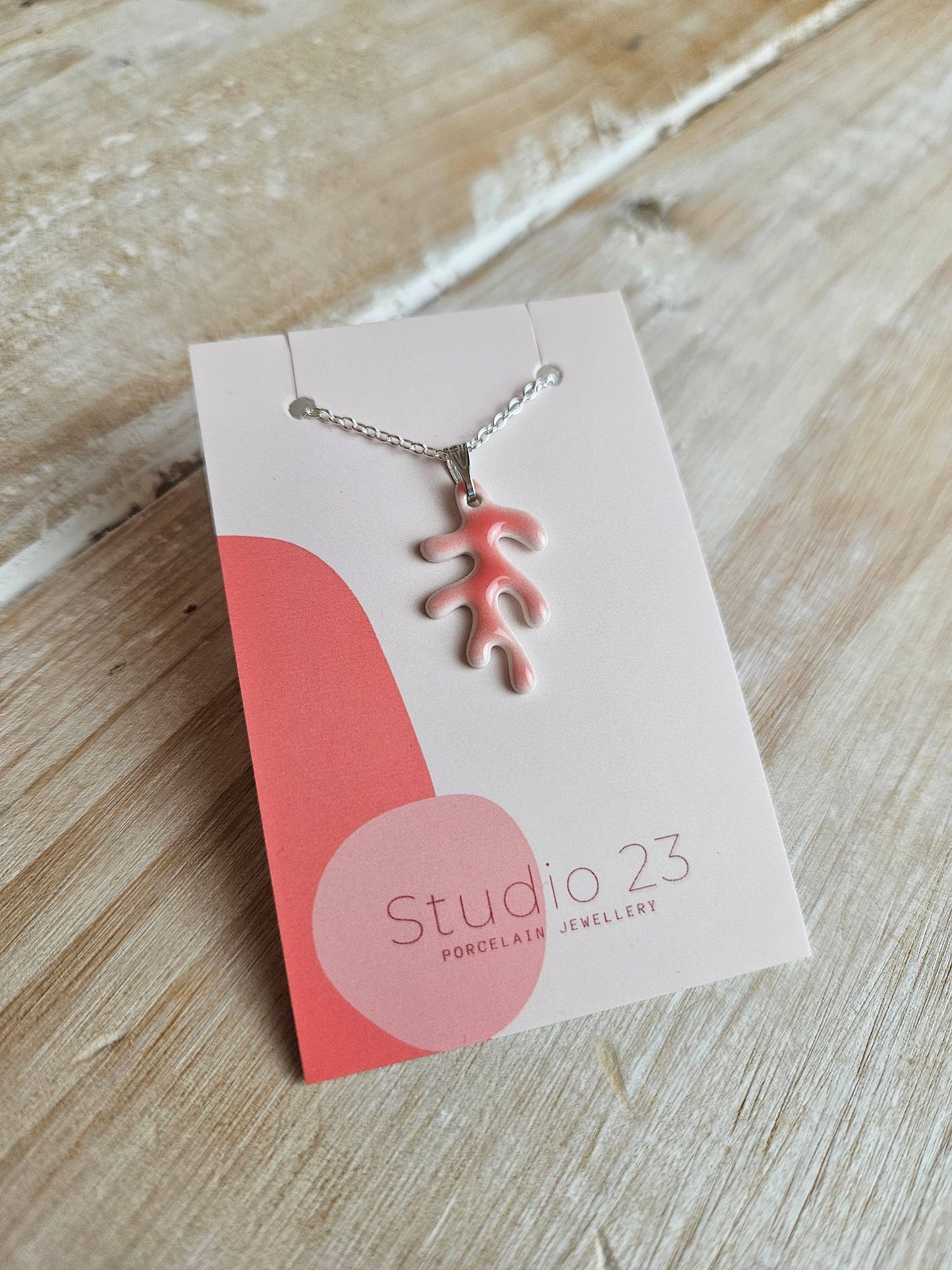 Porcelain Glazed Coral Shaped Pendant Necklace