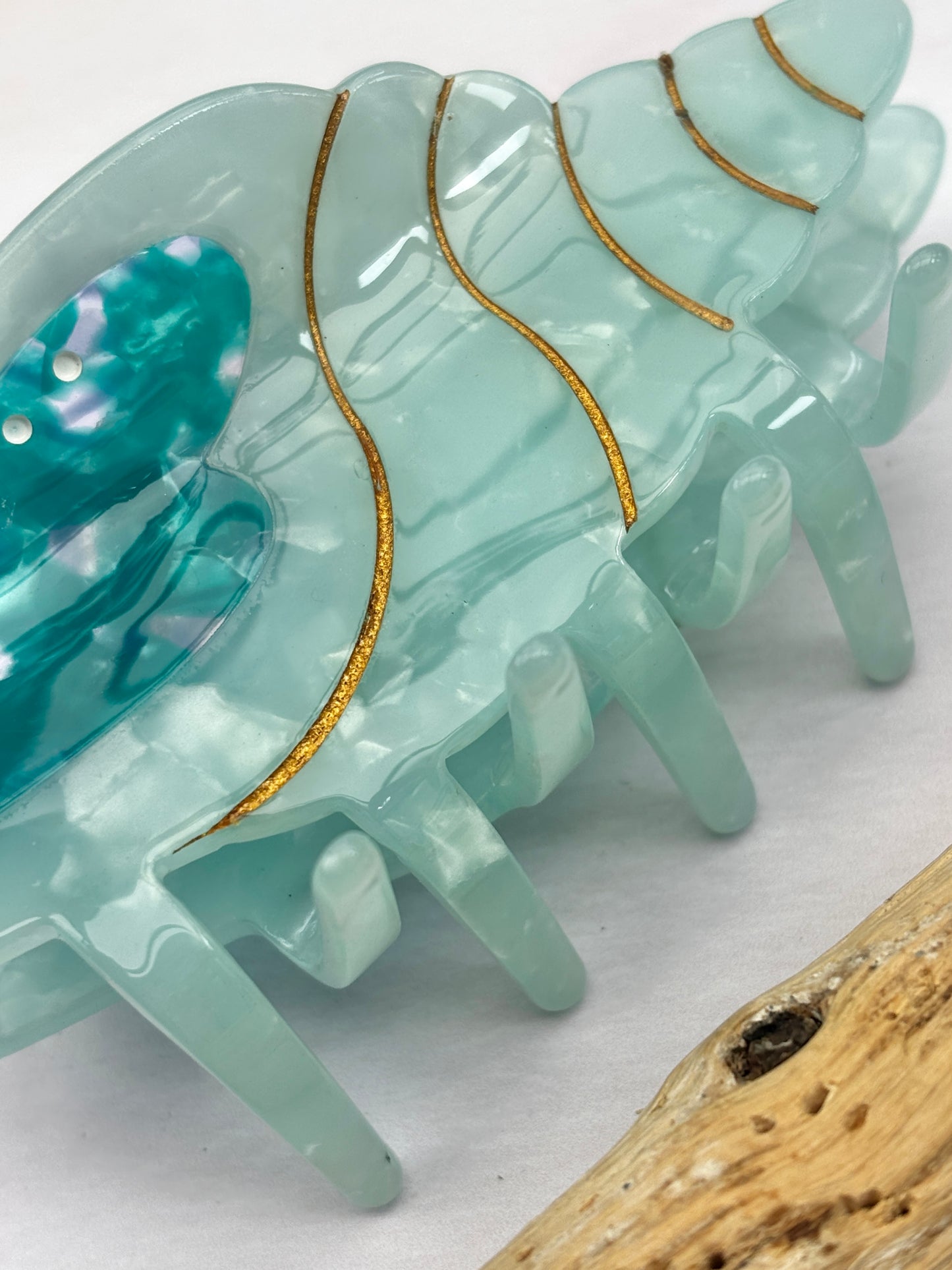 Blue Shimmer Shell Hair Claw