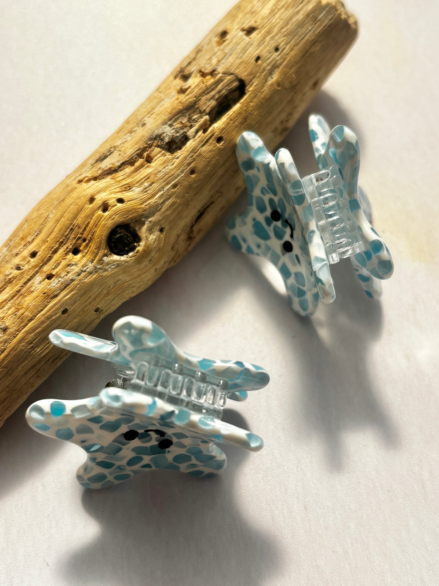 Mini Blue Terrazzo Starfish Hair Claws