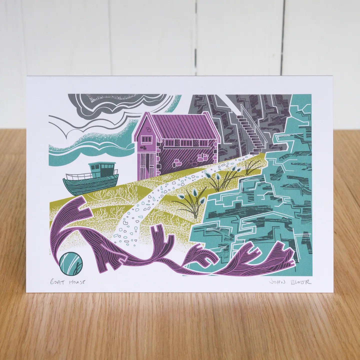 Boat House Coastal A5 Print Greetings Card