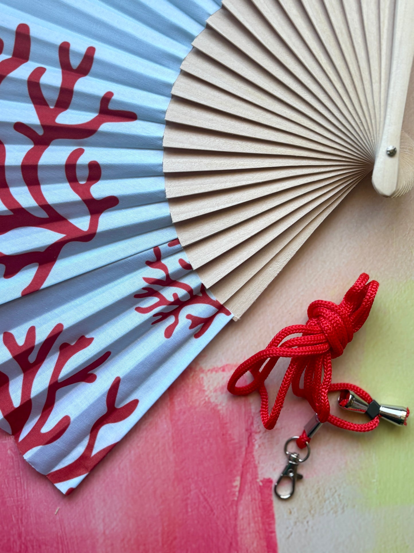 Blue Coral Folding Fan