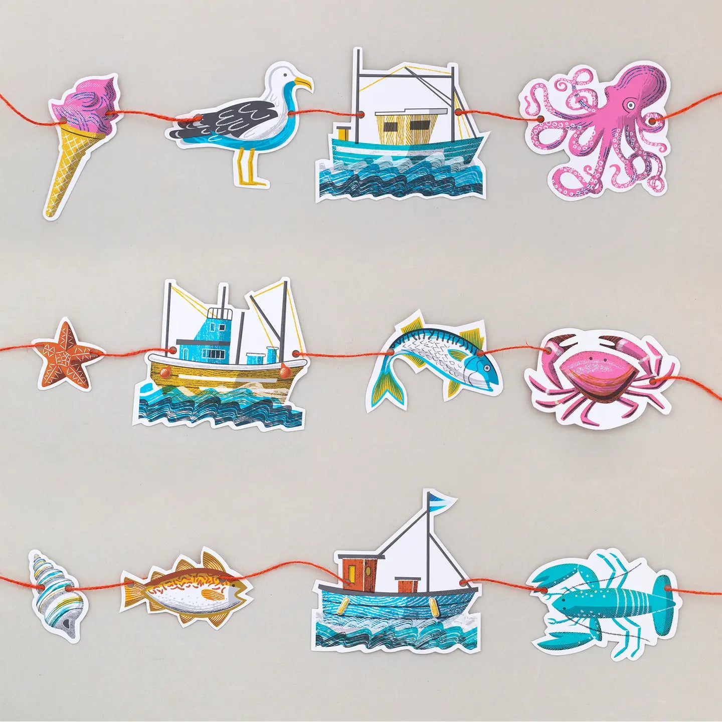 Coastal Design Printed Card Garland