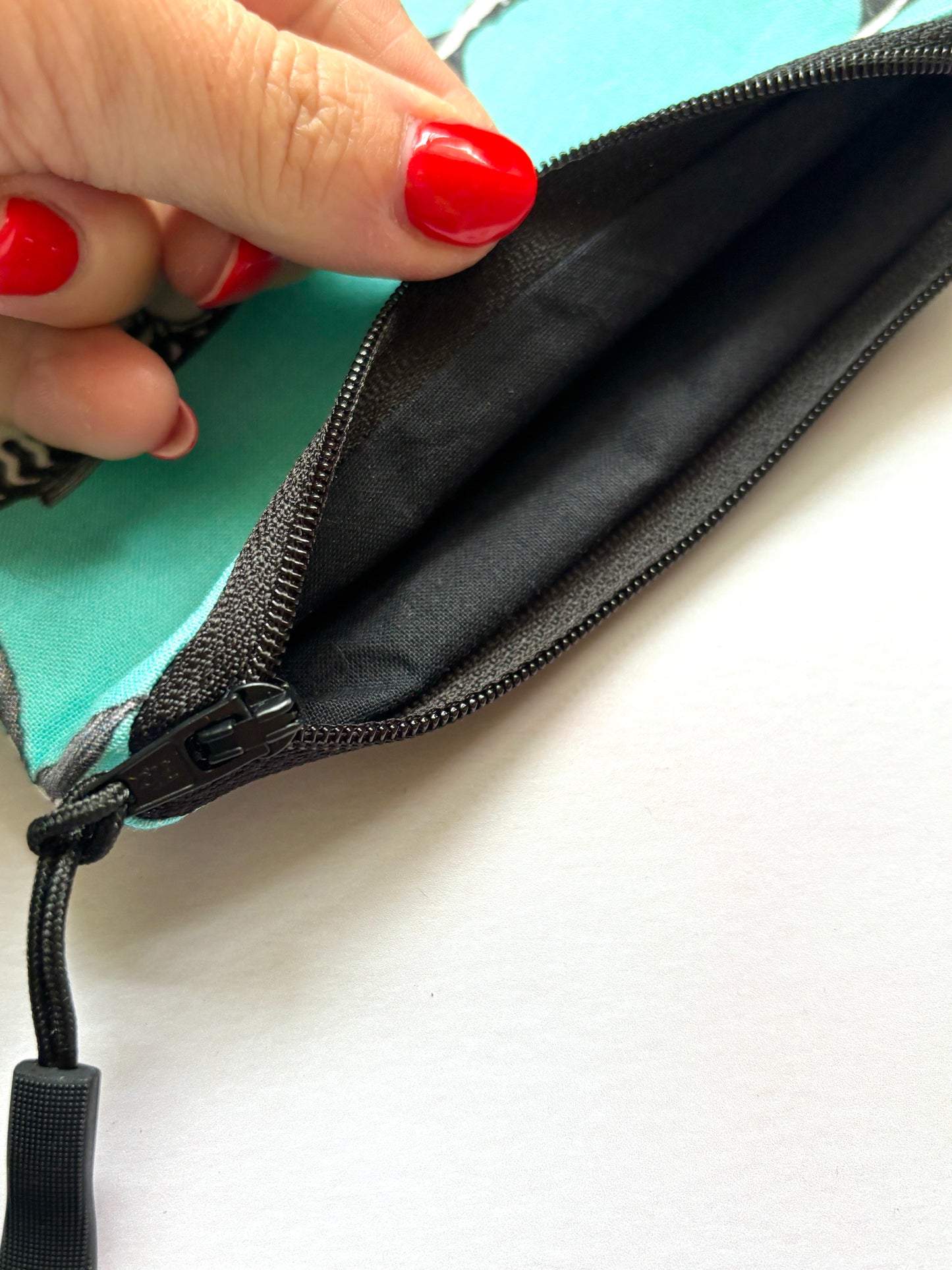 Zipped Cornish Mackerel Turquoise Fabric Purse