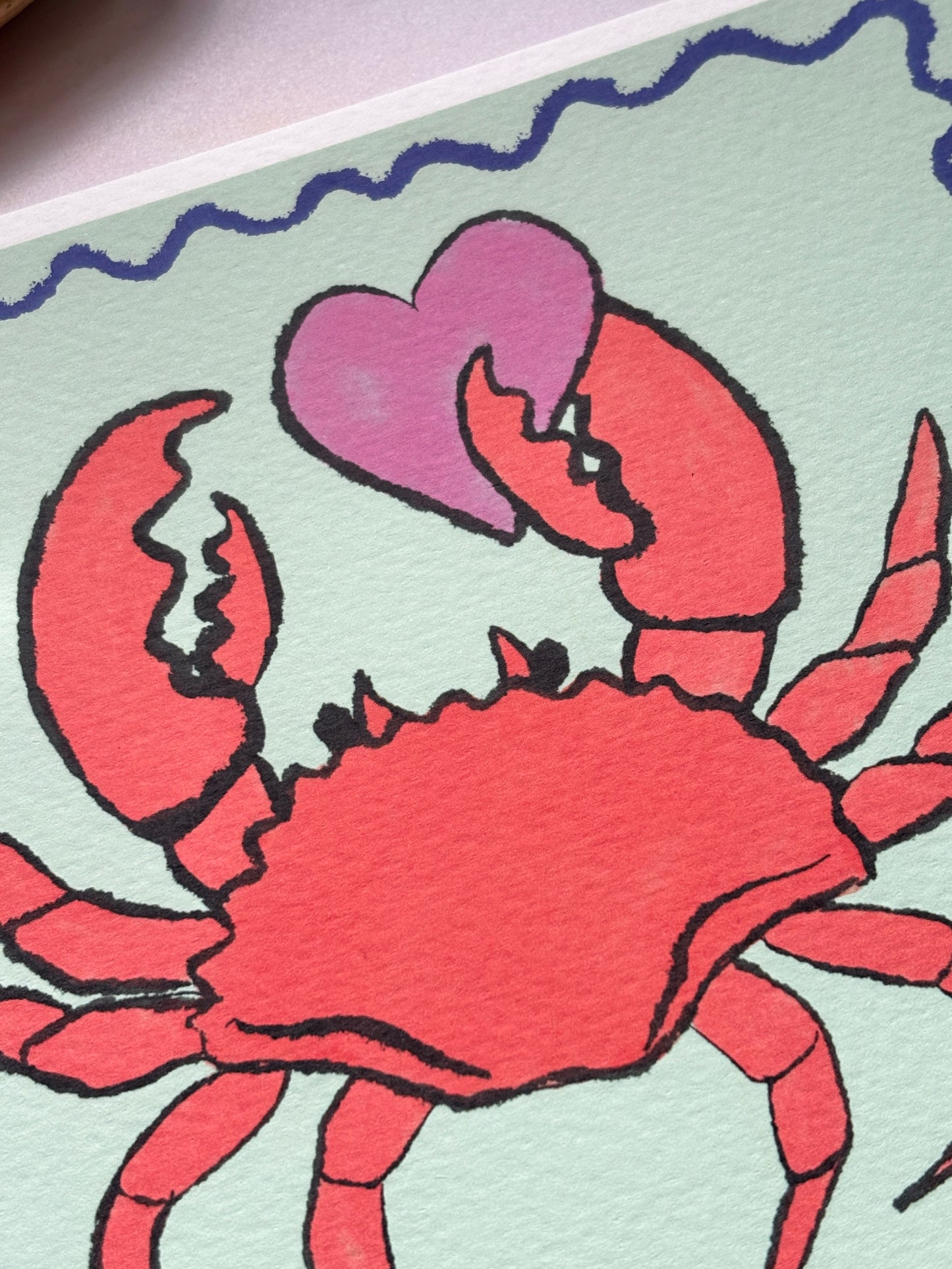 Colourful Crab Heart Greetings Cards