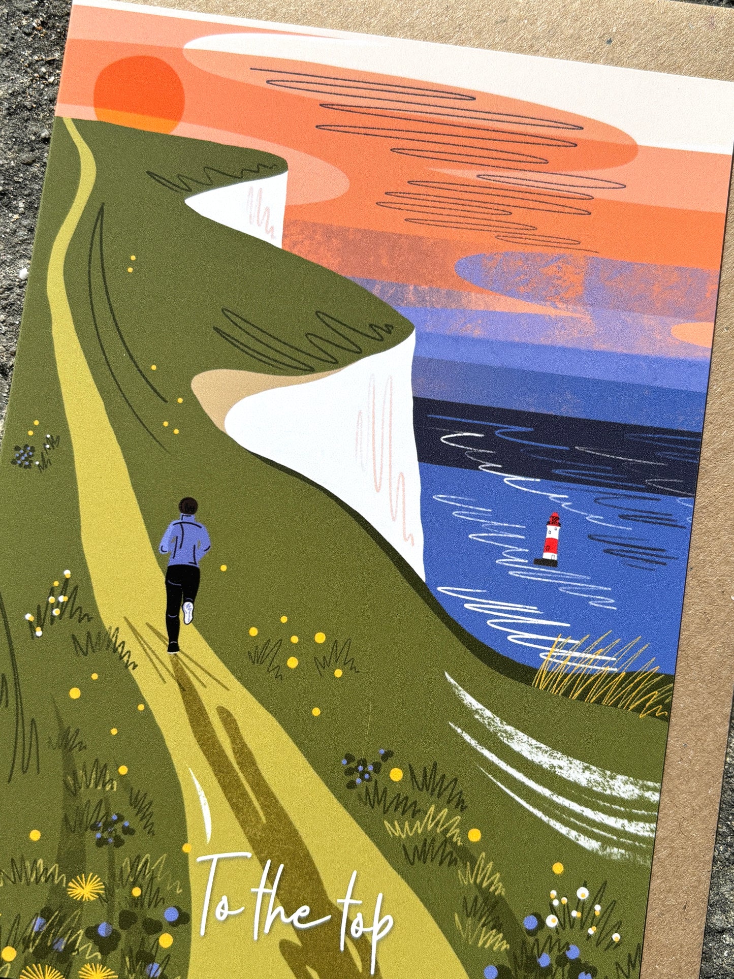 To The Top - Coast Path Running Greetings Card