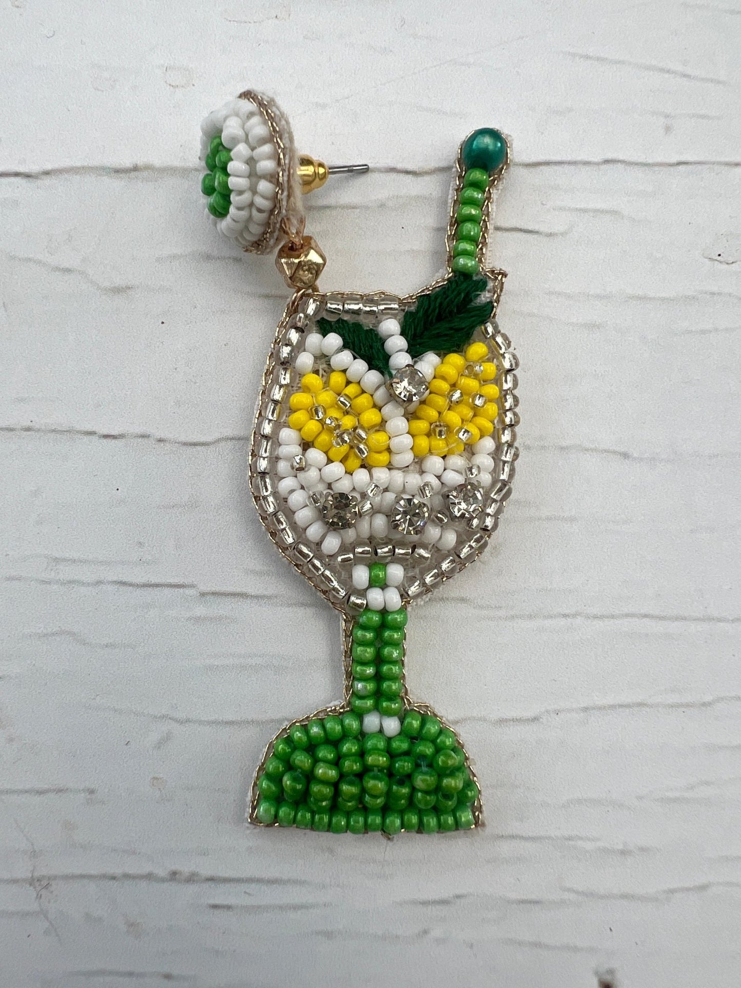 Gin Cocktail Hand Beaded Earrings - Readymoney Beach Shop