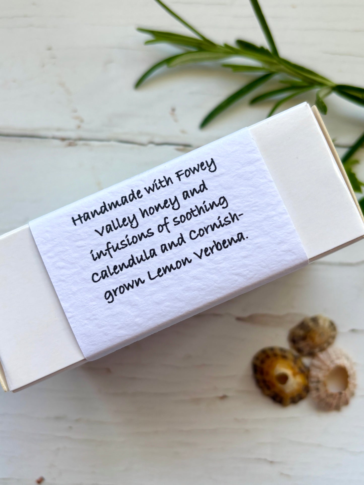 natural soap with Fowey Valley honey, soothing calendula, and Cornish Lemon Verbena handmade, gentle skincare ingredients