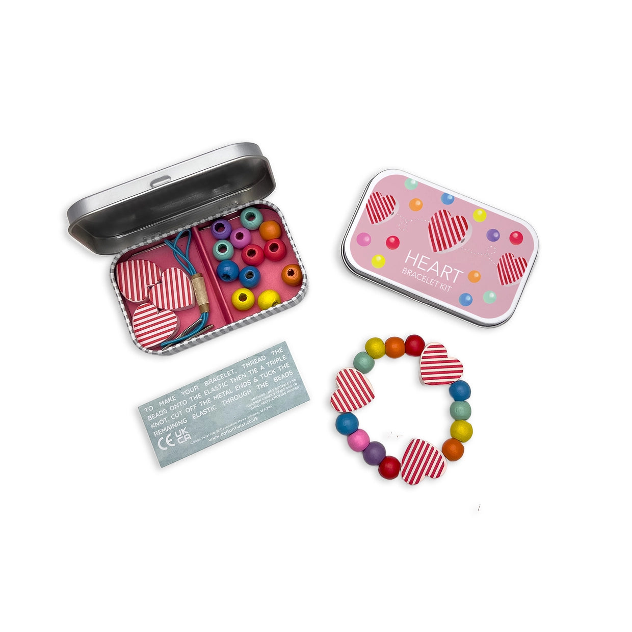 Wooden Bead Bracelet Making Kits in Gift Tins: Rainbow, Mermaid, Daisy, Minibeast, Unicorn, Wildflowers, Hearts