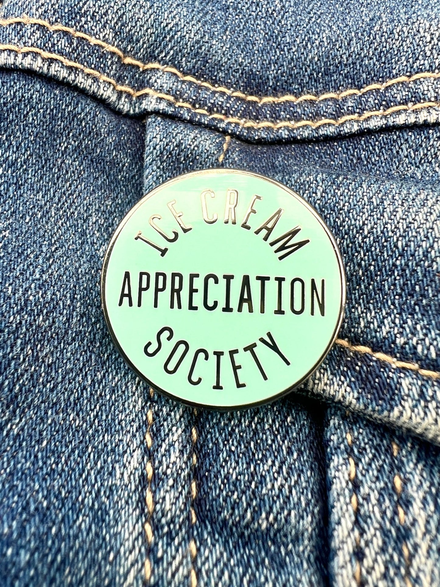 Ice Cream Appreciation Society Mint Enamel Pin Badge Brooch - Readymoney Beach Shop