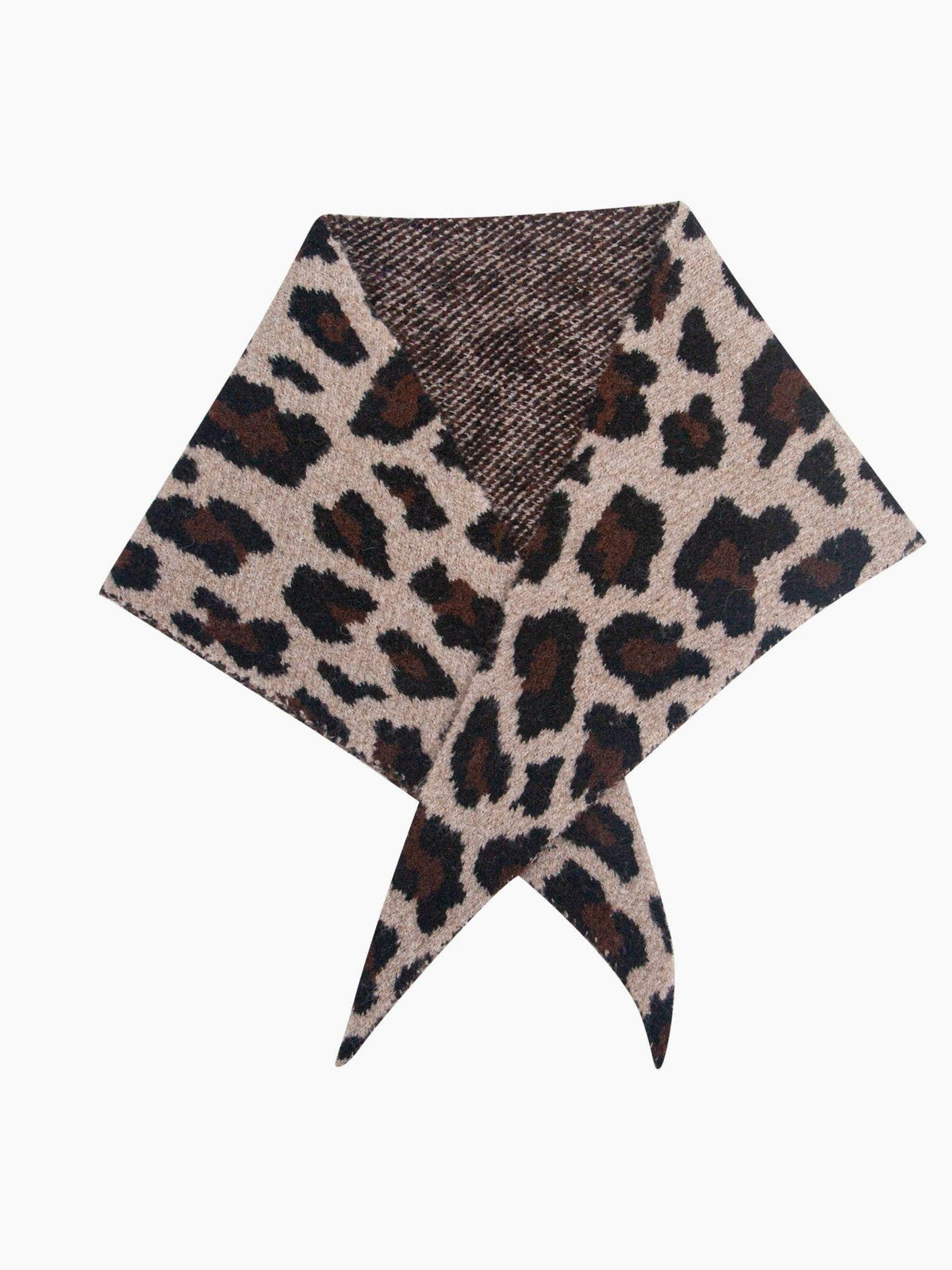 Leopard Print Triangle Scarf in Beige