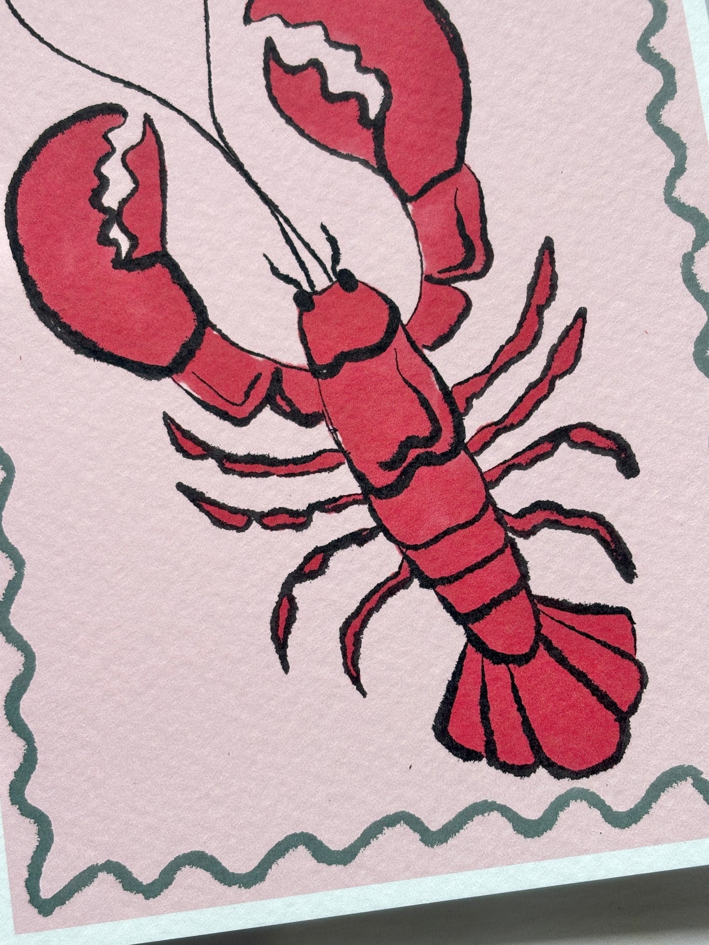 Colourful Lobster Heart Greetings Cards