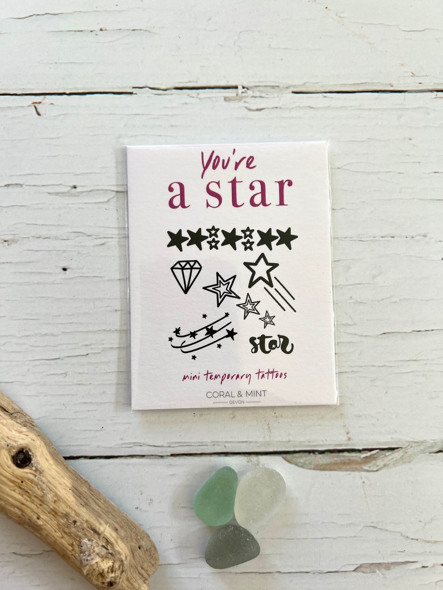 celestial-themed mini temporary tattoo set with stars and diamonds—perfect for gifting, parties, or self-expression