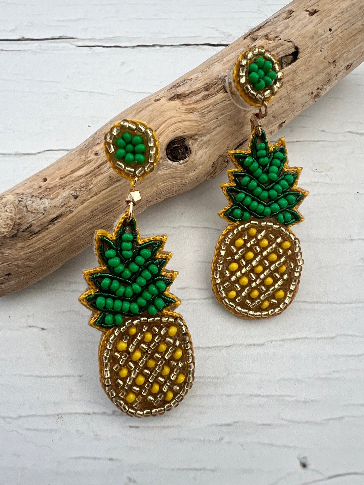 Pineapple Hand Beaded Earrings - Readymoney Beach Shop