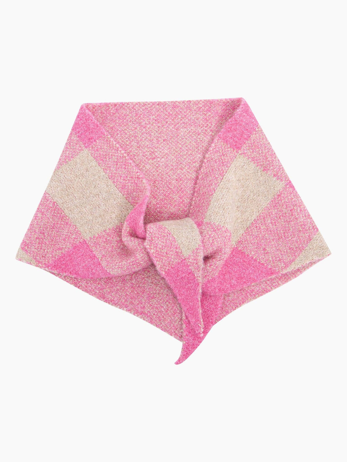 Pink & Cream Check Triangle Heavyweight Scarf
