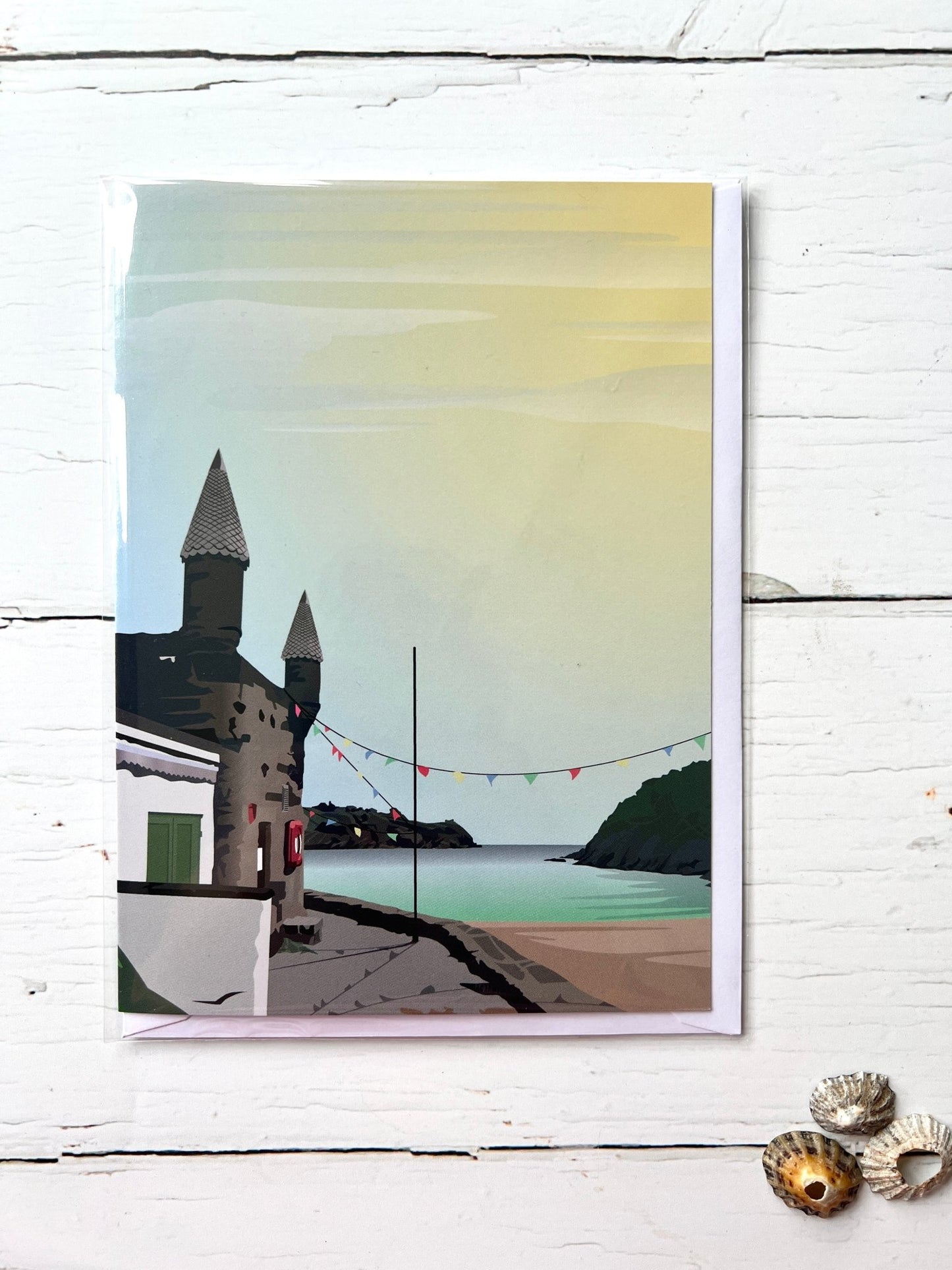Readymoney Cove & Fowey Digital Art Greetings Cards - Readymoney Beach Shop