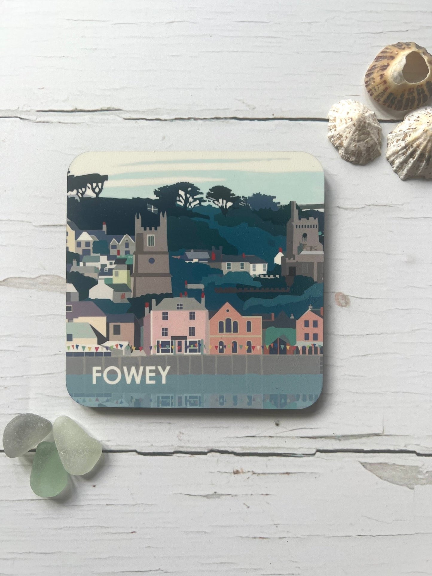 Readymoney Cove & Fowey Illustrated Coasters - Readymoney Beach Shop
