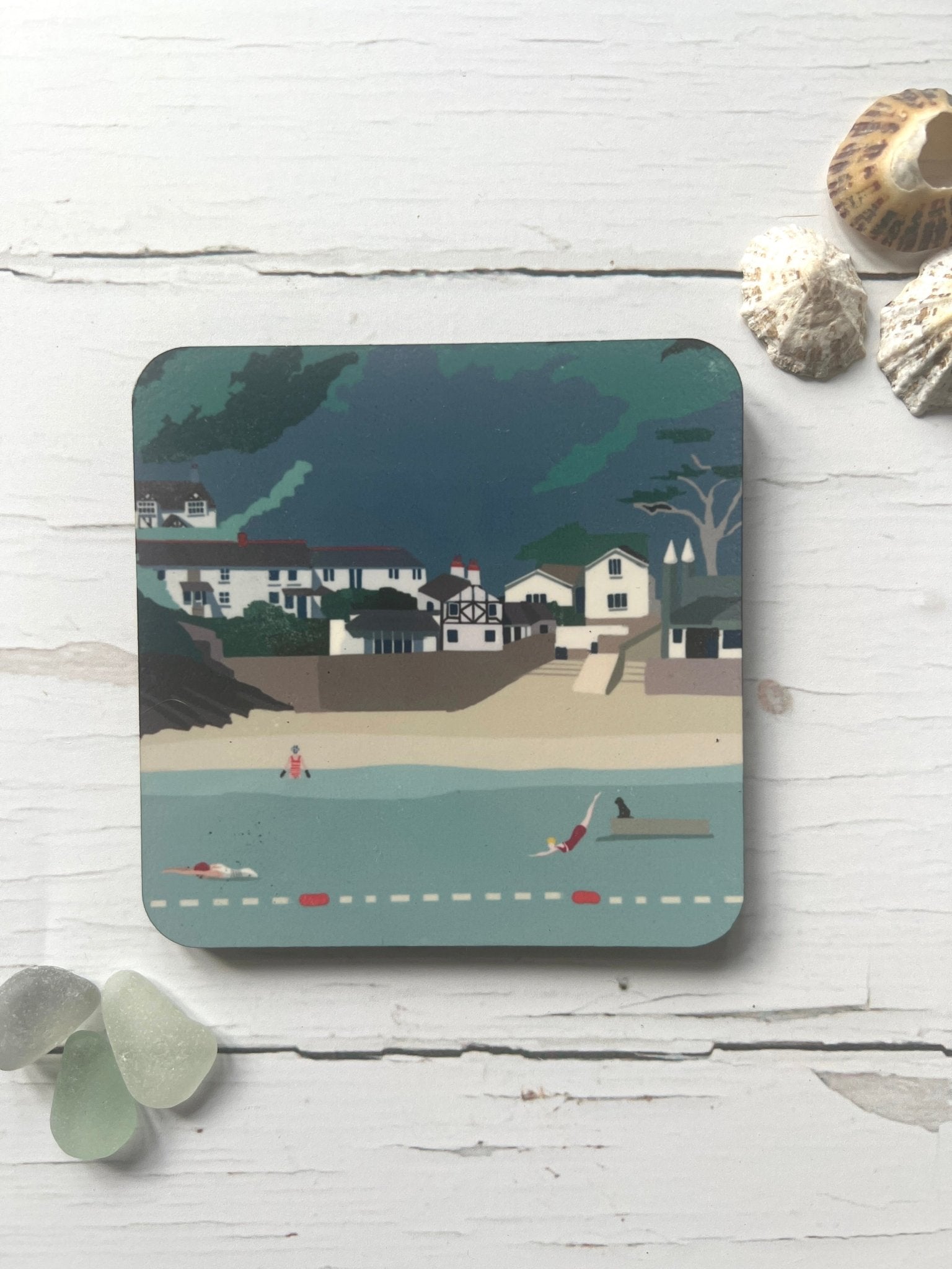 Readymoney Cove & Fowey Illustrated Coasters - Readymoney Beach Shop