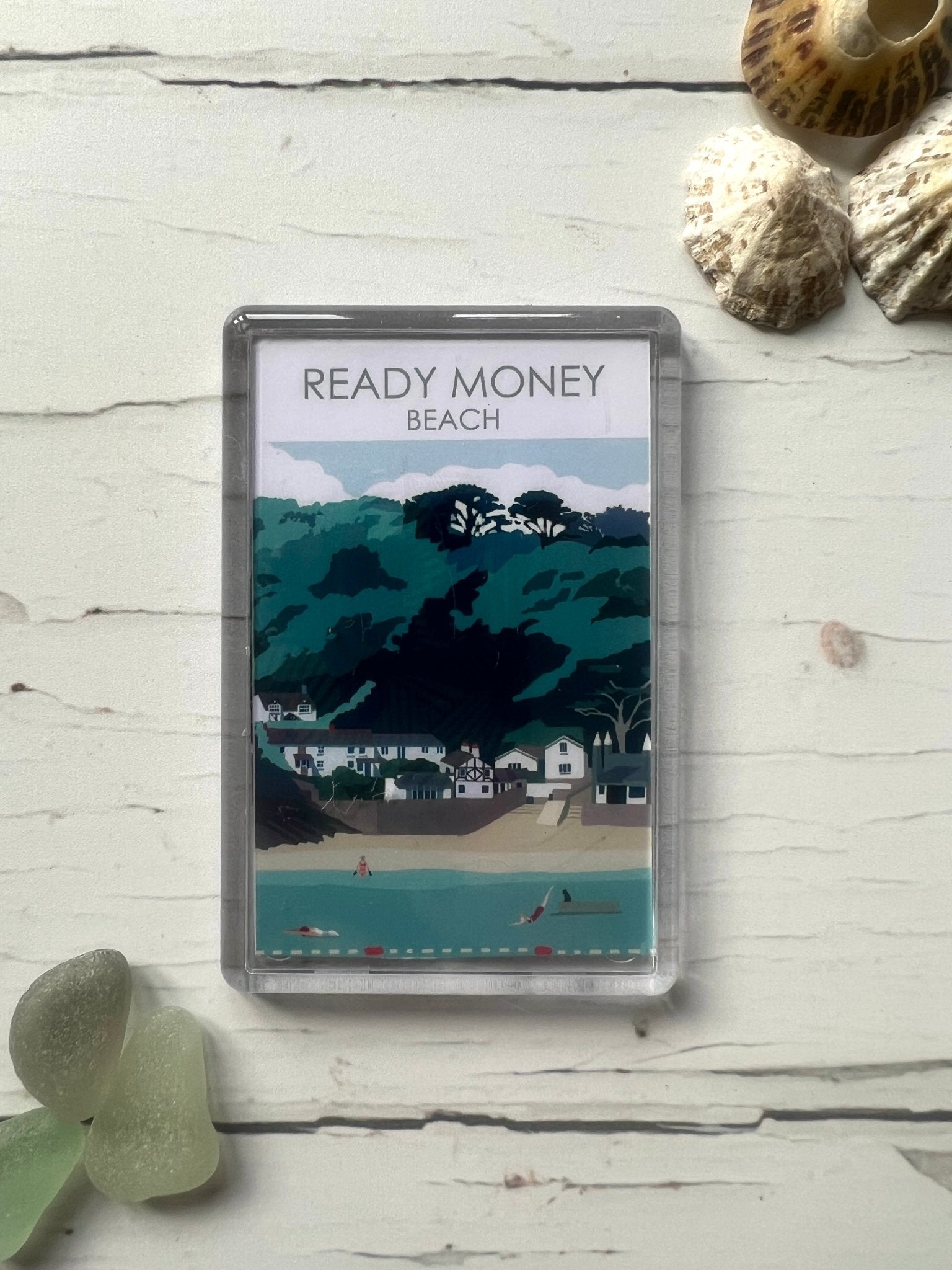 Readymoney Cove & Fowey Illustrated Fridge Magnets - Readymoney Beach Shop