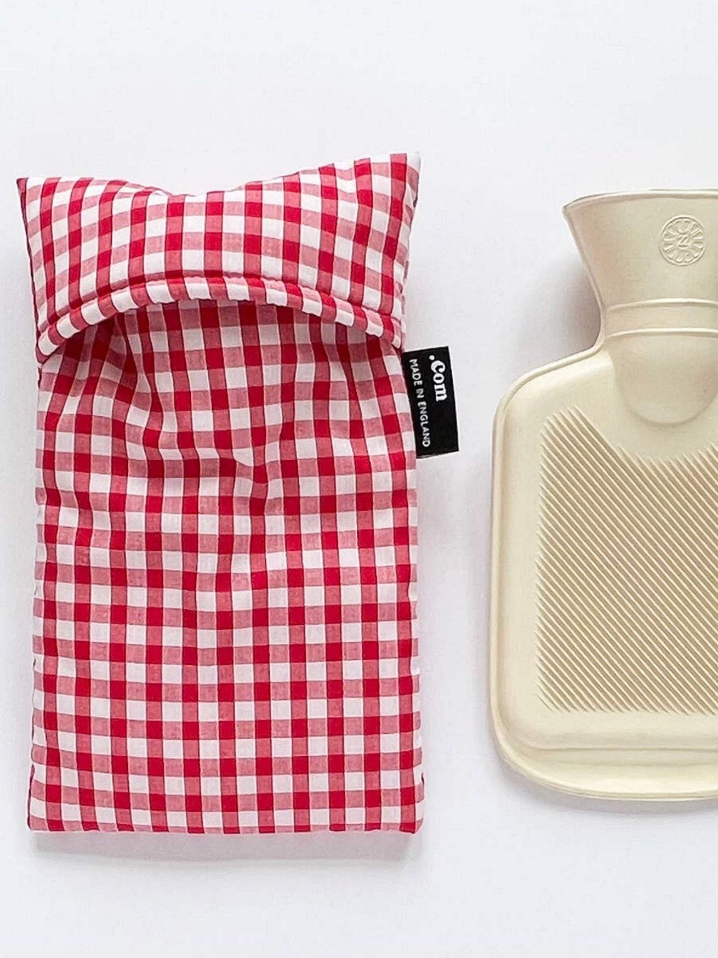 Red Gingham Cute Hot Water Bottle in Fabric Case