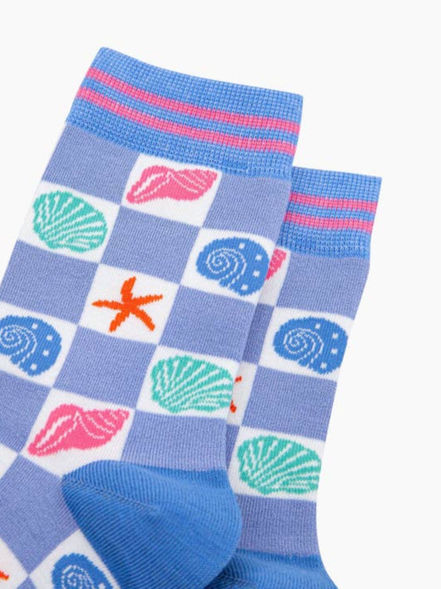Seashell Lilac Checkerboard Bamboo Socks Size 3-7