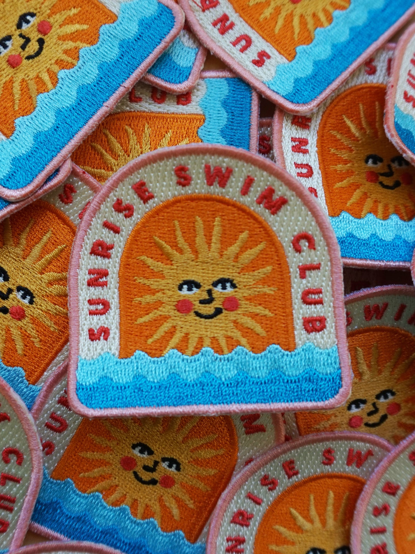 "Sunrise Swim Club" Wild Swimming Embroidered Iron-On Patch