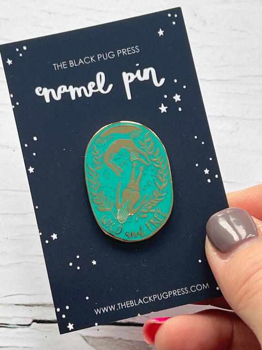 Wild & Free Swimming Enamel Pin - Readymoney Beach Shop