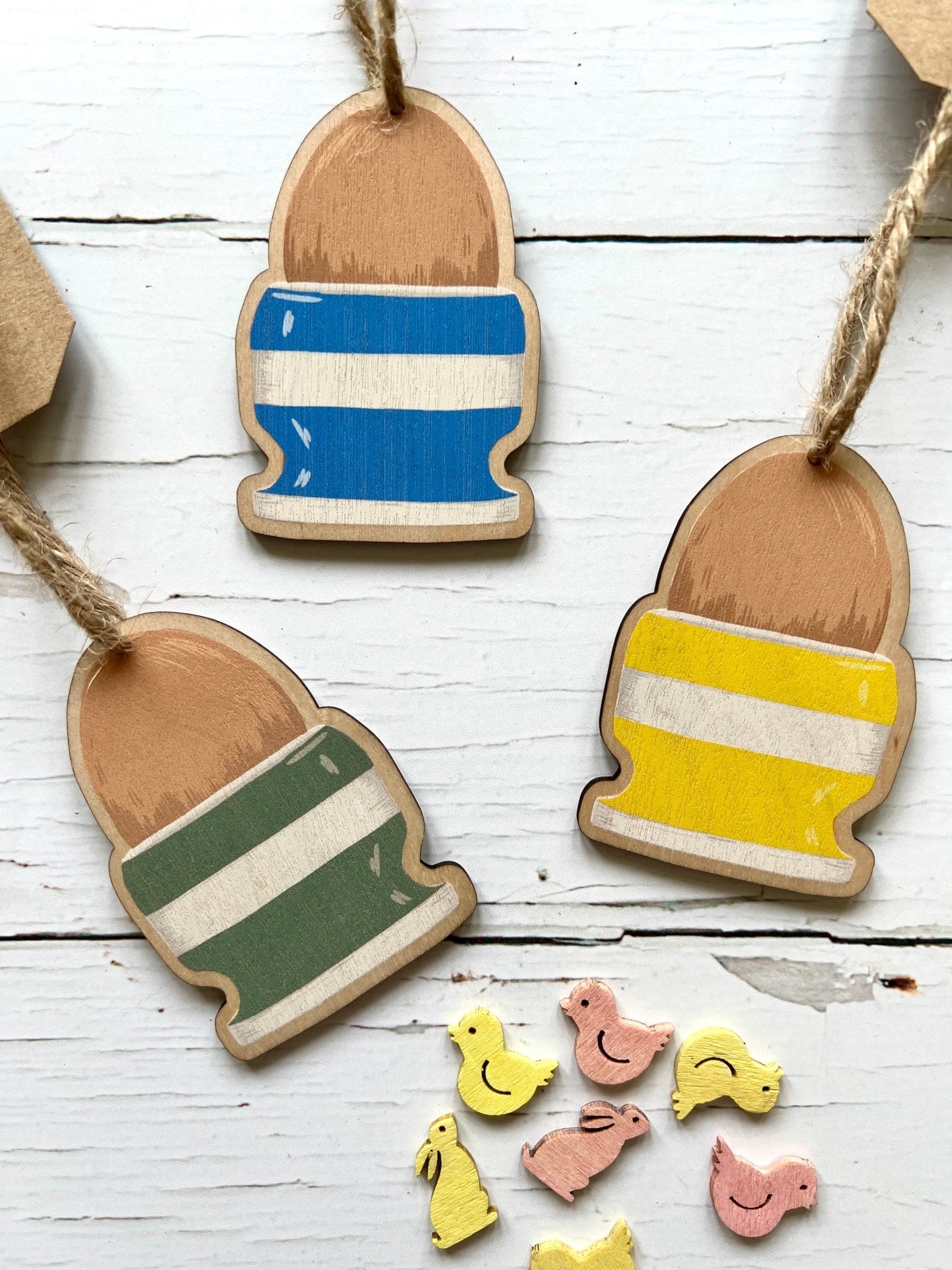 Wooden Easter Egg Hanging Decoration Cornish Stripes - Readymoney Beach Shop