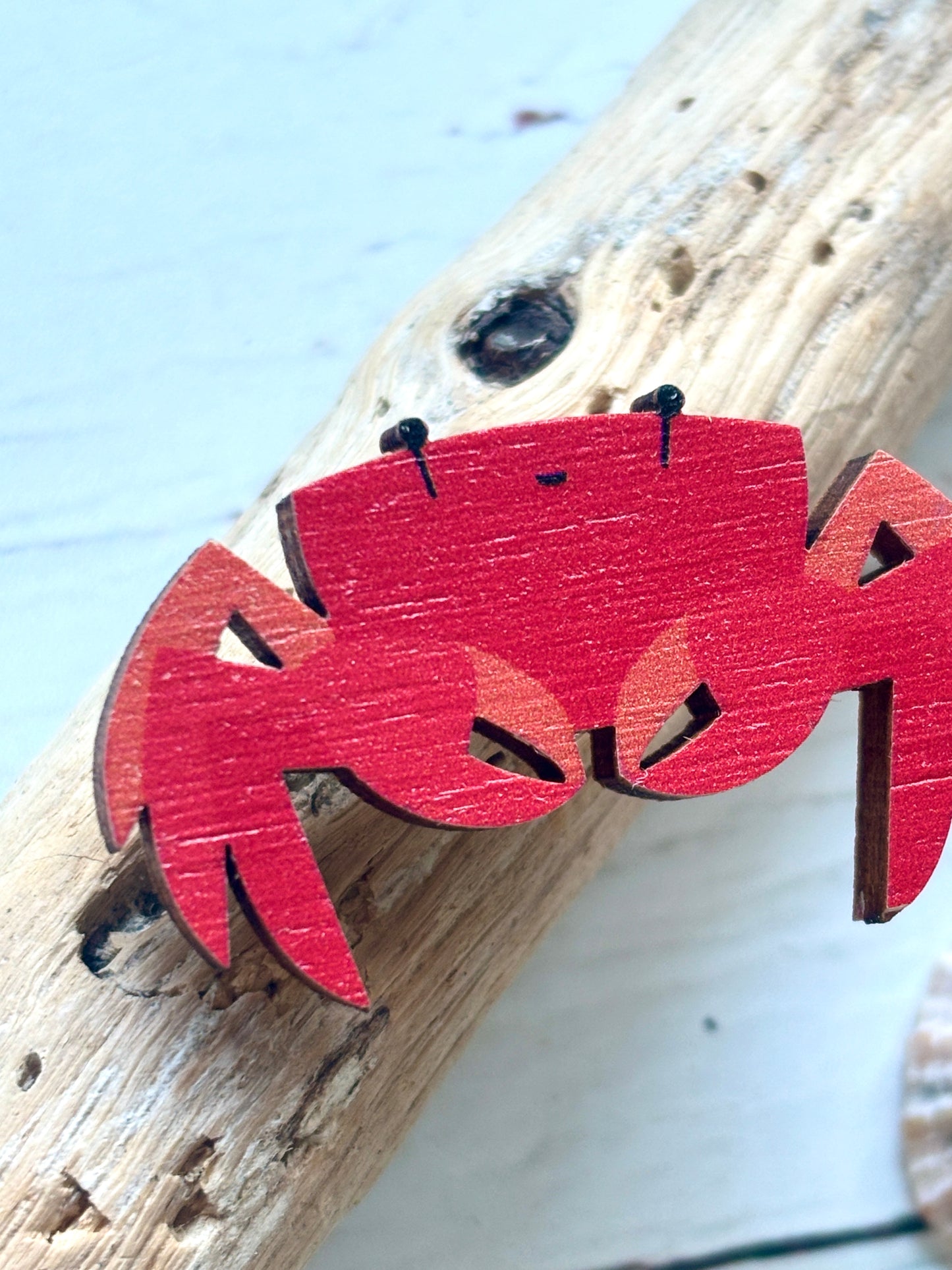 Wooden Crab Pin Badge