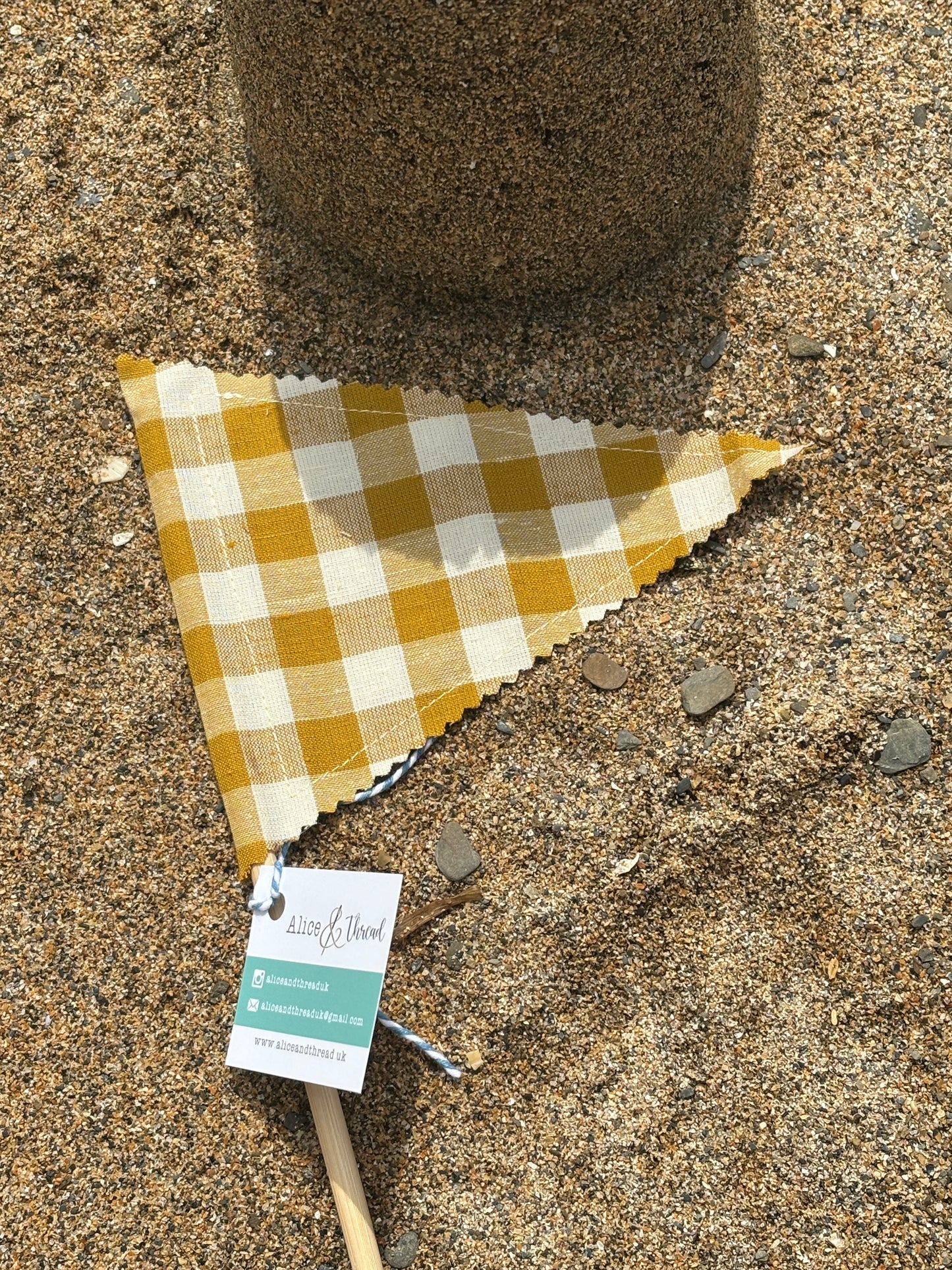 Handmade Embroidered Fowey & Cornwall Sandcastle Fabric Flags