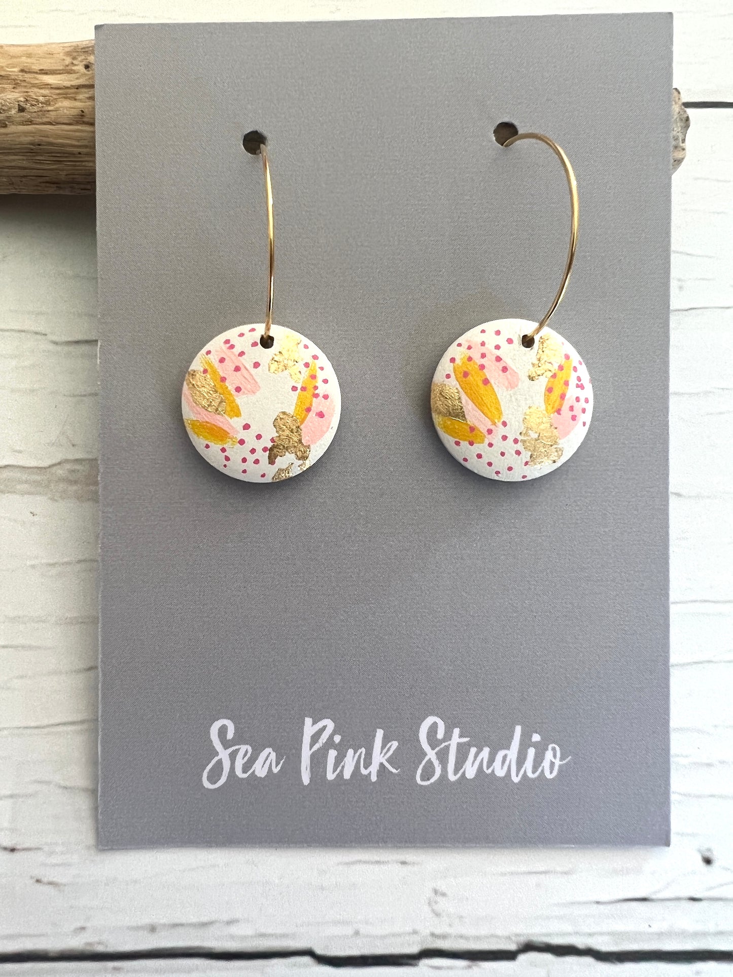 Hand-painted Wooden Bead Statement Earrings