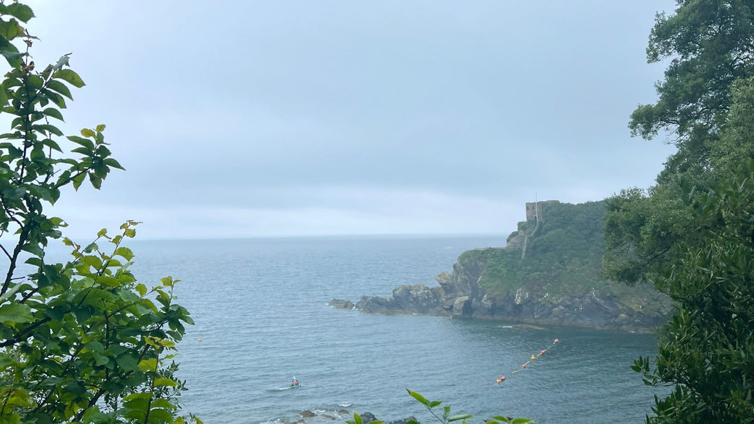 The view to St Catherines Castle in Fowey on a rainy day