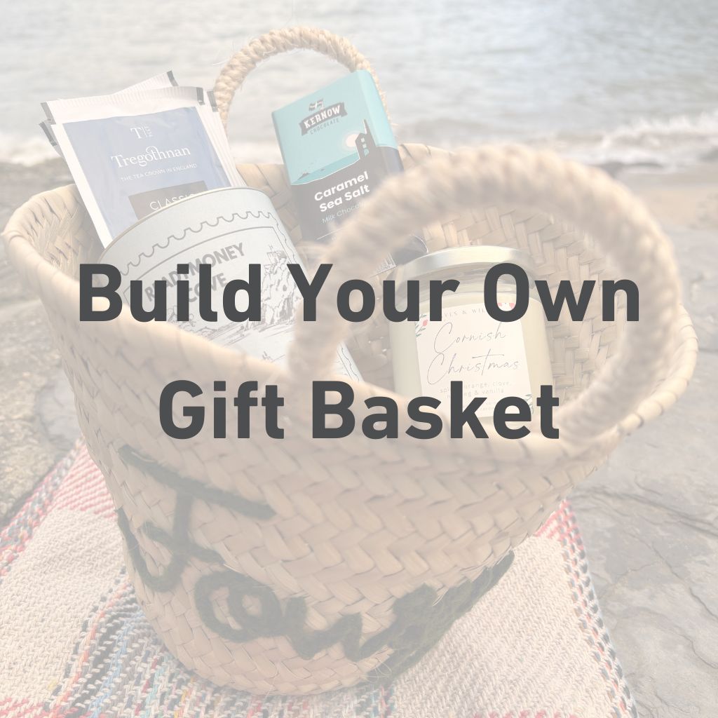 a fowey gift basket against a beach background