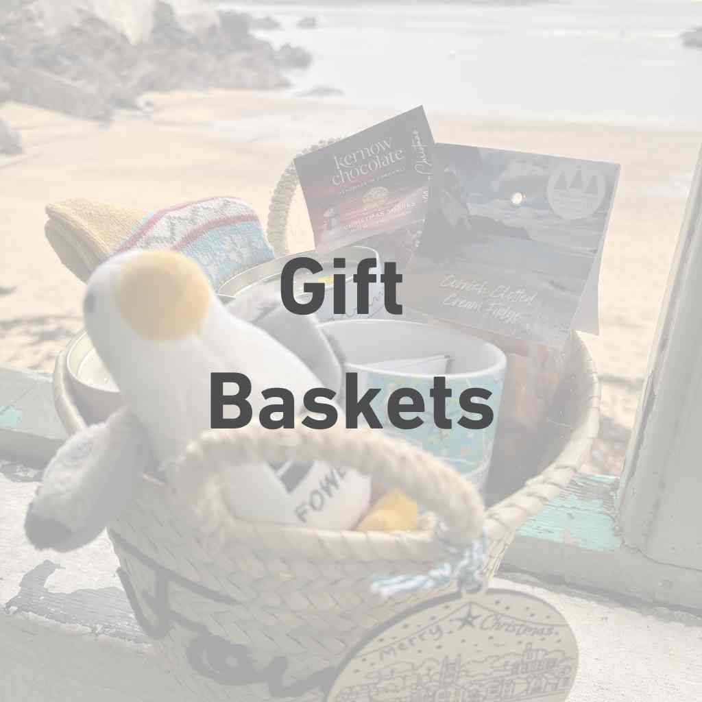 a gift basket against a beach backgroun