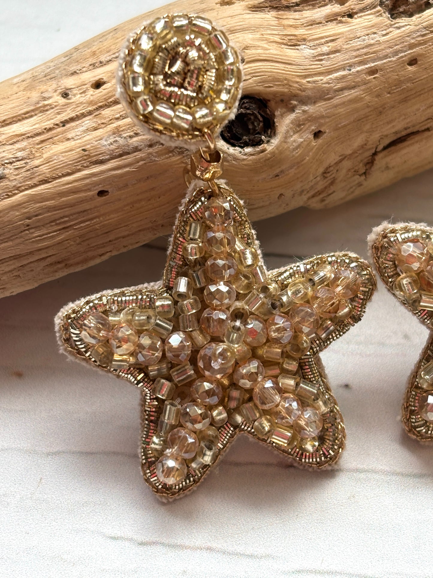 Starfish Hand Beaded Stud Earrings